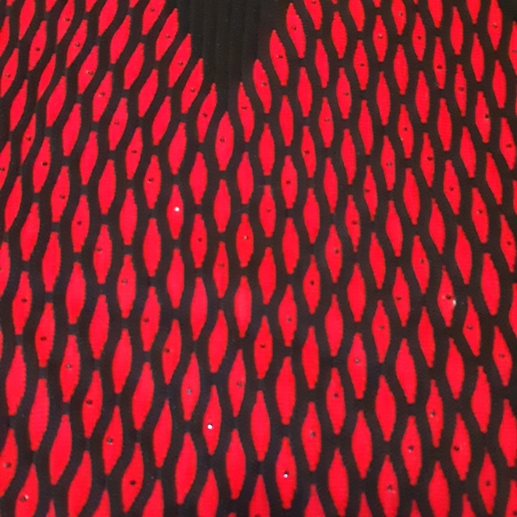 Woman's Short Jersey knit Dress, Long Sleeves, Red And Black Size Medium - Picture 8 of 14